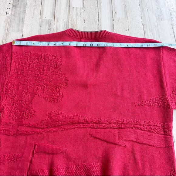 Isle of Cotton Vintage 80s 90s Mens M Golf Sweater Red V-Neck 100% Cotton Retro - Picture 11 of 12